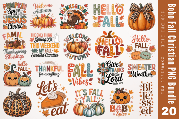 Boho Fall Christian Sublimation Designs & T-Shirt Designs