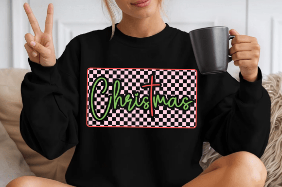 Checkered Christian Christmas SVG PNG for T-Shirt Designs