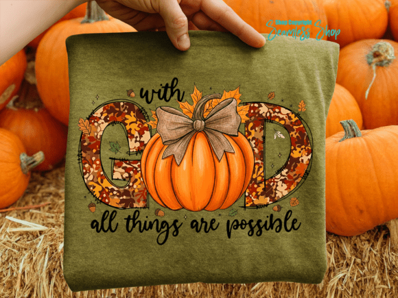 Christian Fall PNG, Pumpkin Bow Design for T-Shirt Designs