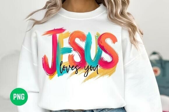 Christian PNG Jesus Loves You PNG for T-Shirt Designs