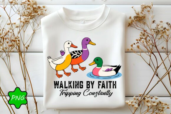 Christian PNG Walking by Faith Tripping T-Shirt Designs