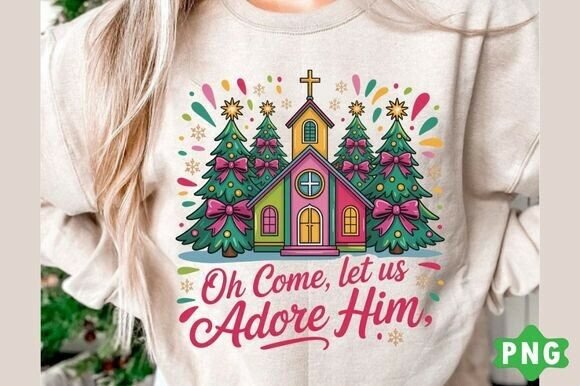 Jesus Christmas PNG, Adore Him PNG — T-Shirt Designs