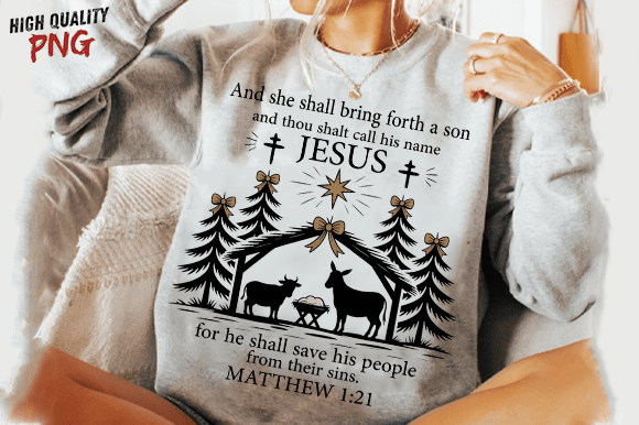Jesus Christmas PNG: Nativity Scene PNG for T-Shirt Designs