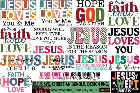 Jesus SVG, Christian Bundle, T-Shirt Designs