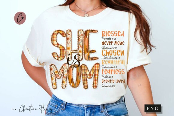 She is Mom Fall Lace PNG, Christian PNG T-Shirt Designs